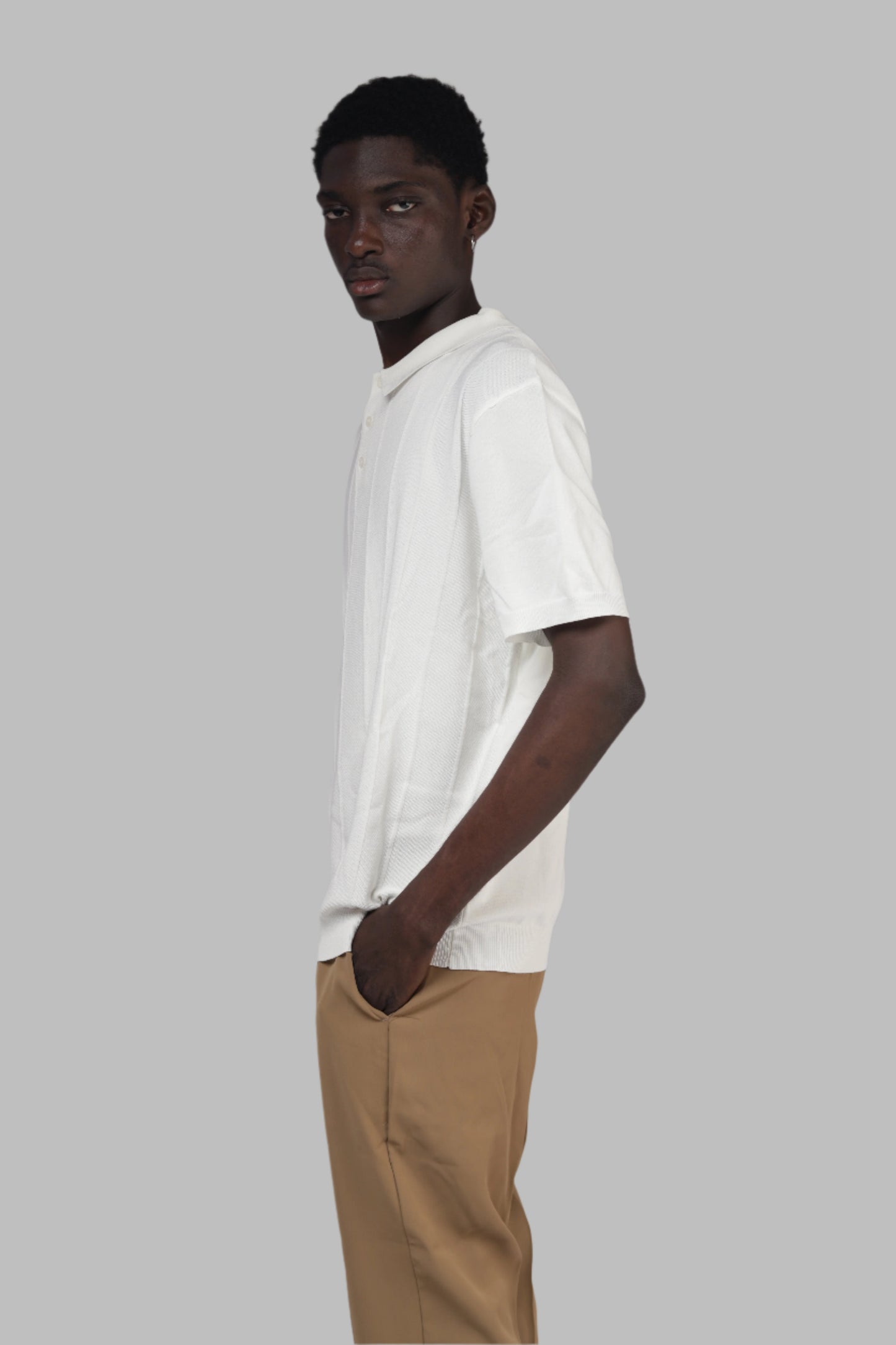 Linear Knit polo White