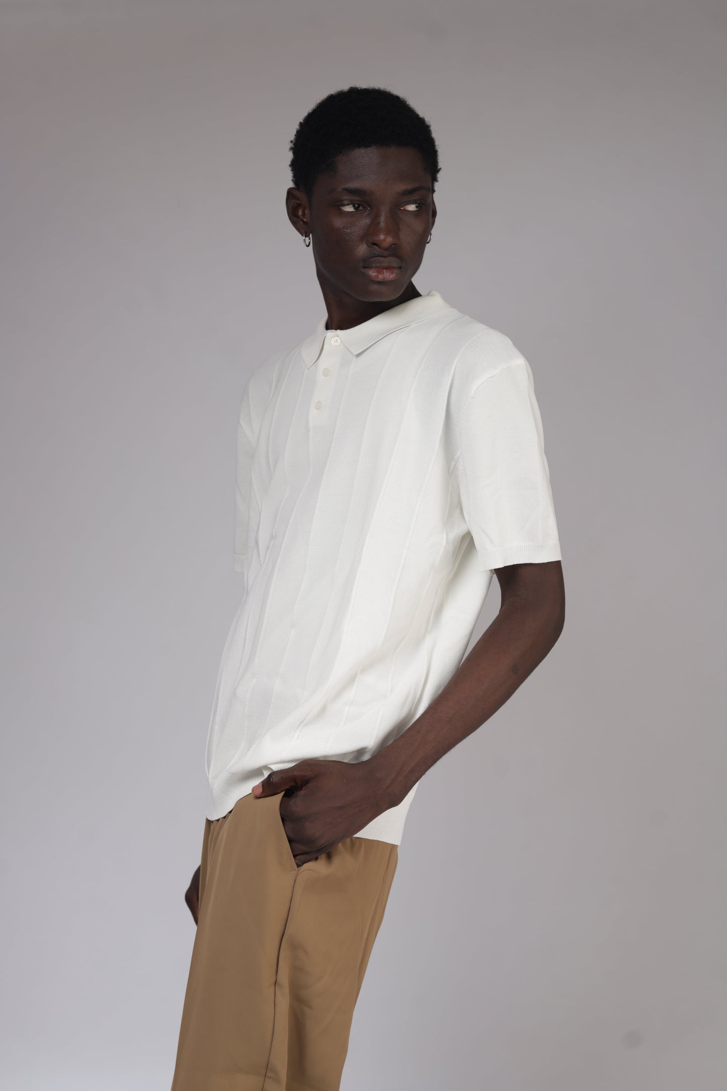 Linear Knit polo White