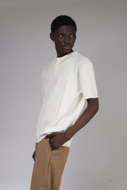 Linear Knit polo White