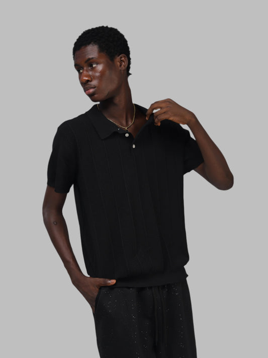 Linear Knit polo Black