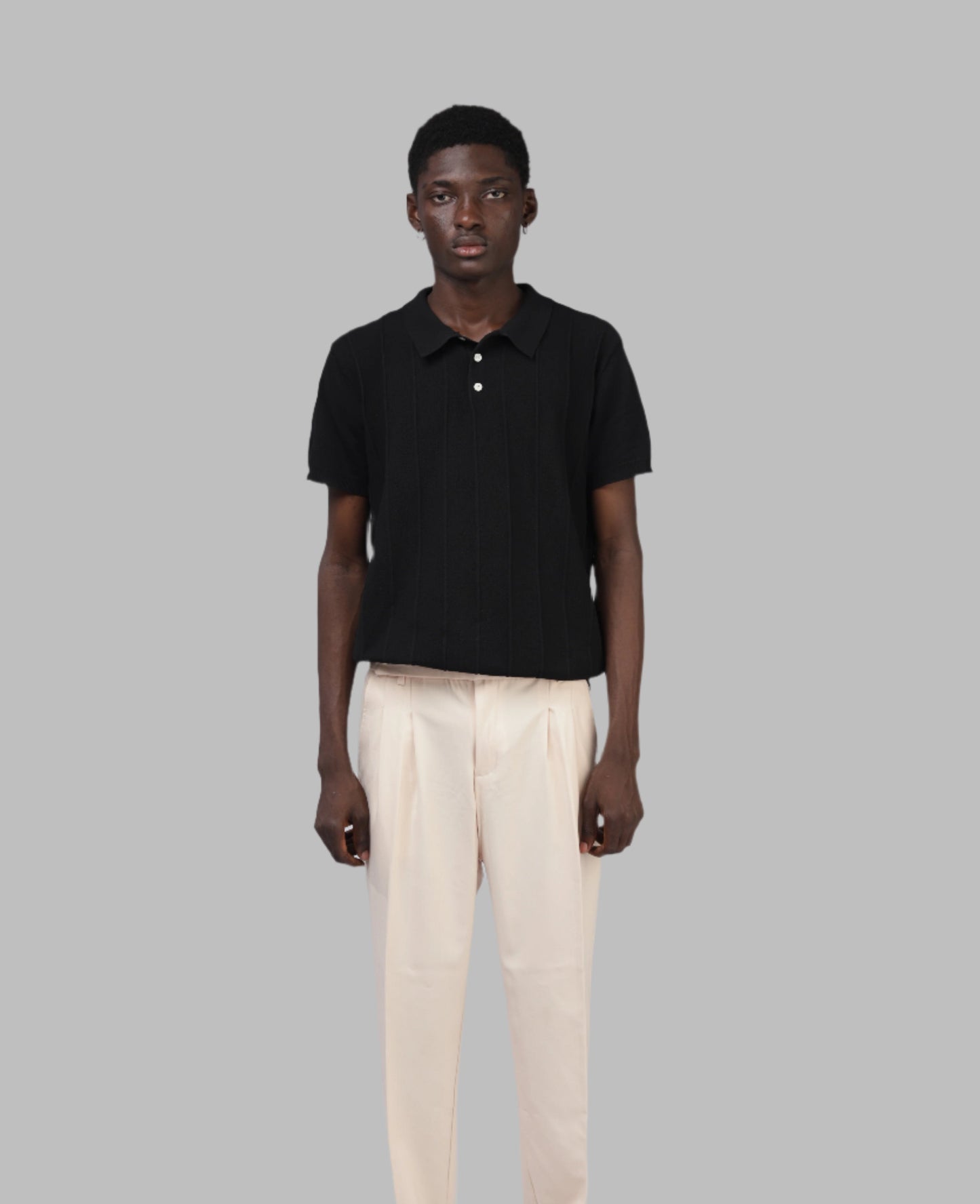 Linear Knit polo White